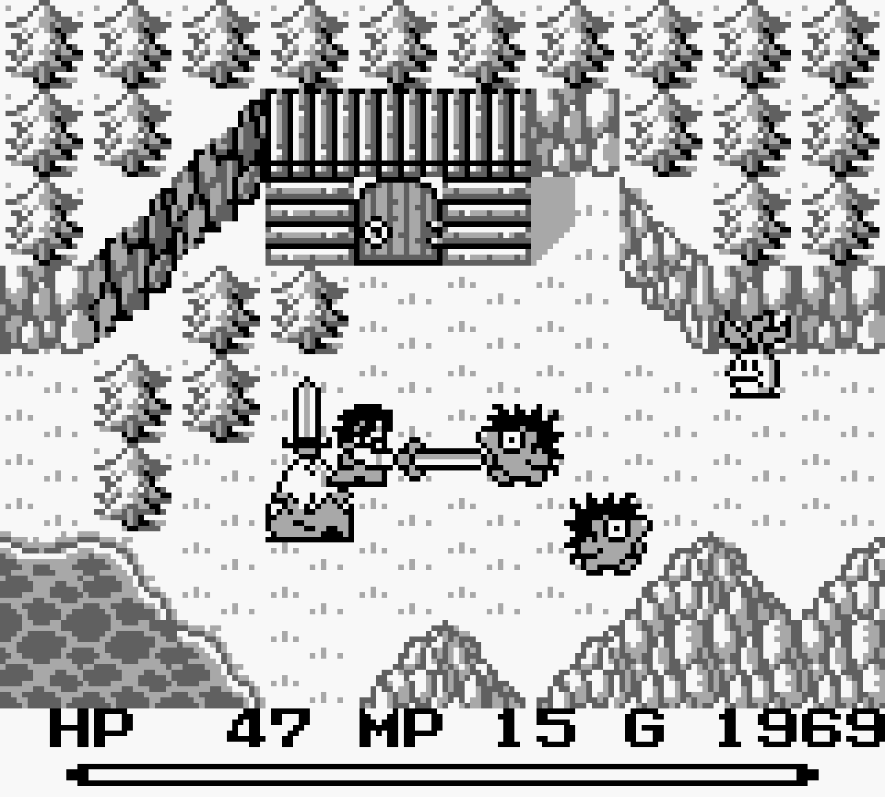 聖剣伝説 ～ファイナルファンタジー外伝～ → Adventures of Mana｜聖剣伝説 ～ファイナルファンタジー外伝～（ゲームボーイ版）｜ゲーム画面例（資料画像 1）